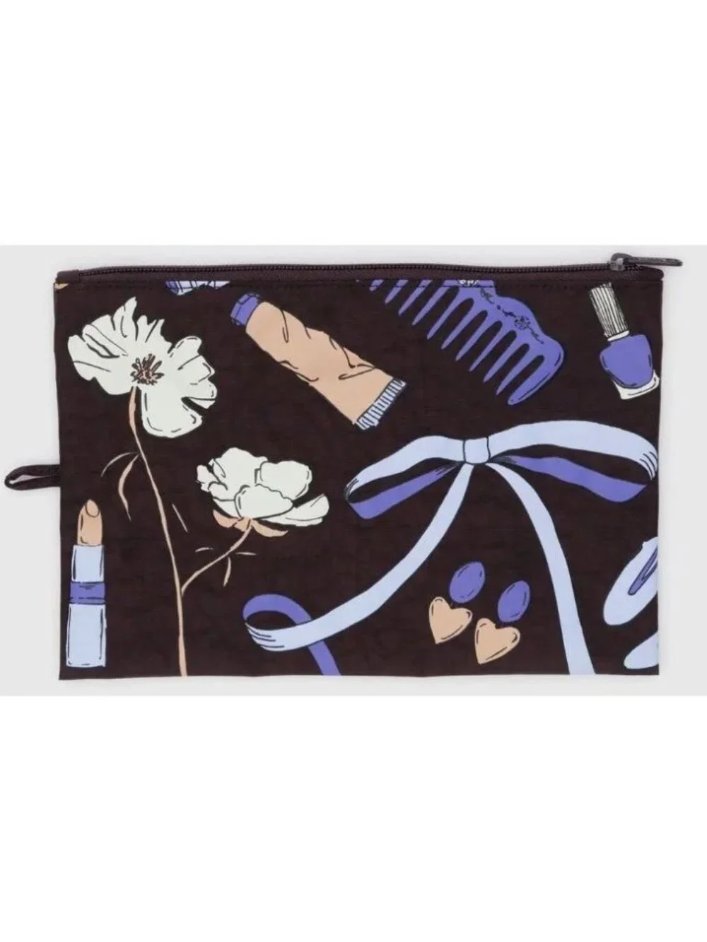 NWOT Baggu Flat Pouch Large - Get Ready With Me (Chocolate Plum)